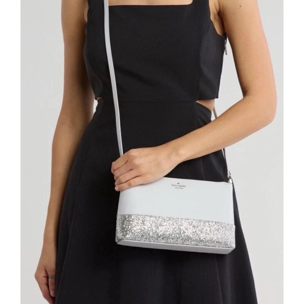 Kate Spade New York Flash Glitter Crossbody Handbag Purse Grey Silver / NWOT